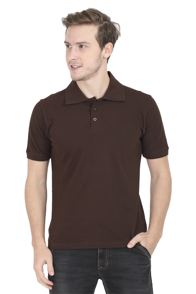 LOYIA Brown Classic Polo for Men and Women with Short Sleeves and Three Button Placket