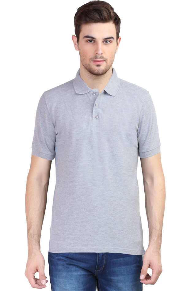 Gray classic polo for men and women with a stylish collar and short sleeves