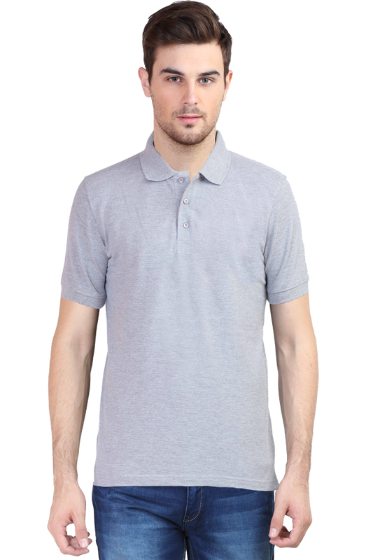 Gray classic polo for men and women with a stylish collar and short sleeves