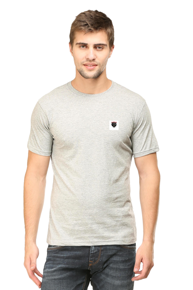 LOYIA signature tee in light gray with a unique logo patch for casual wear
