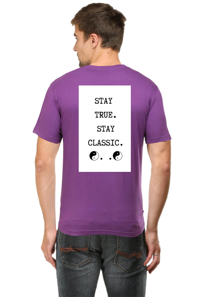 LOYIA signature tee in purple featuring a bold motivational graphic on the back