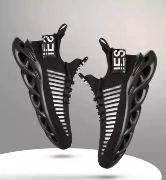 Stylish black sports shoes for men with a sleek design and breathable upper for comfort