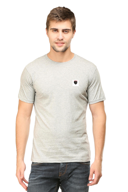 LOYIA signature tee in light gray with a unique logo patch for casual wear