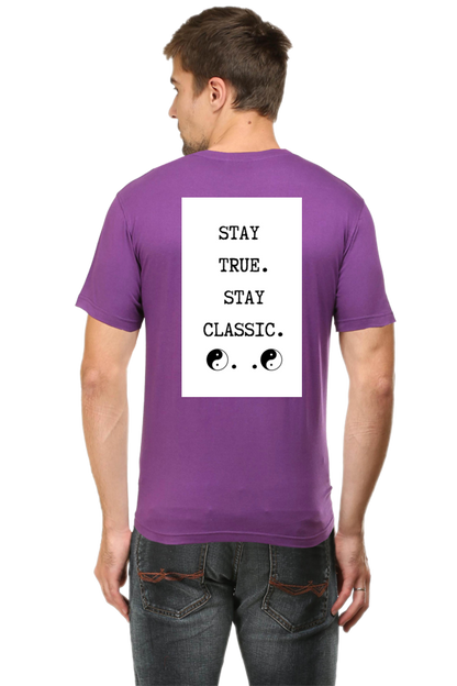 LOYIA signature tee in purple featuring a bold motivational graphic on the back