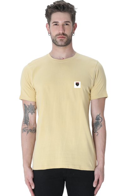 LOYIA signature tee in soft yellow with a small logo on the chest for casual style
